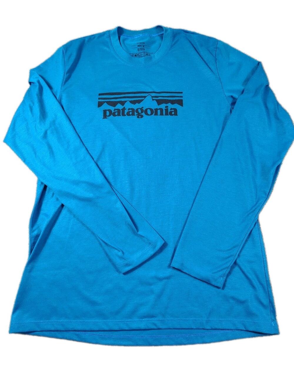 Patagonia Fitz Roy Horizon Logo LS Shirt Men's M Blue 100% Polyester Base Layer